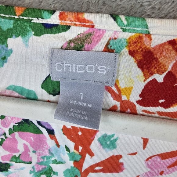 Chico's Tank Top Womens Medium Multicolor Floral Rayon Spandex Sleeveless Casual - Picture 2 of 9